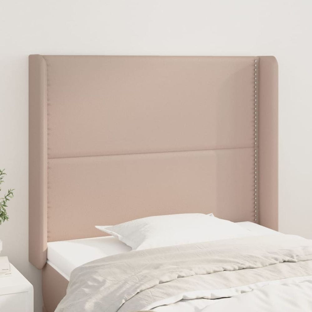 Vidaxl Čelo postele so záhybmi kapučínové 83x16x118/128 cm umelá koža